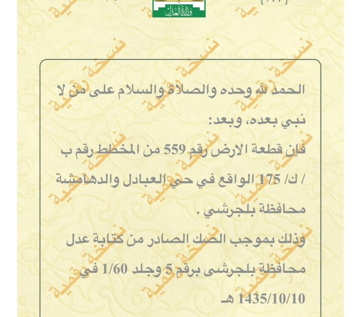 ارض للبيع في بلجرشي حي الناصرية